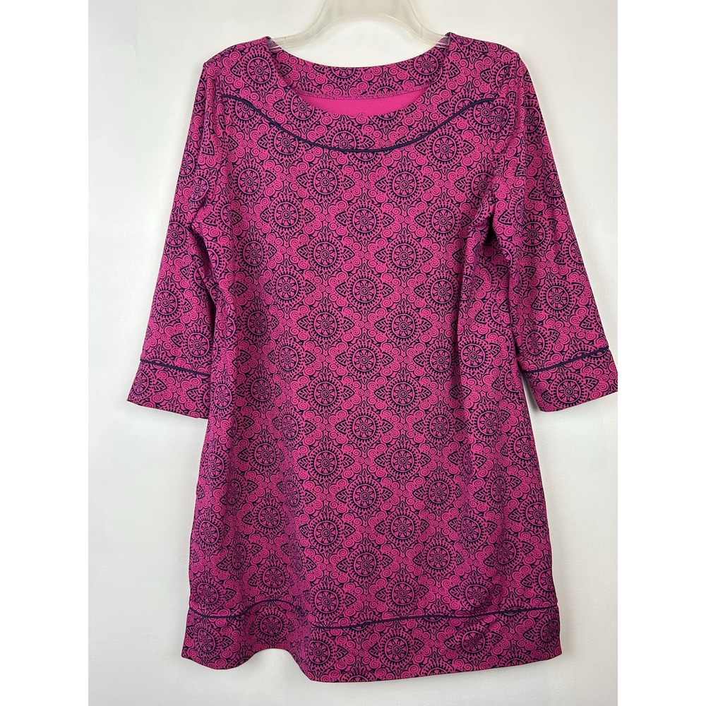 Lands End Swim Cover Up Dress Womens Large Petite 34/ Sleeve Vacation Comfort
